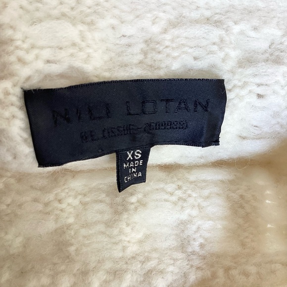 Nili Lotan Cream Crew Neck Cable Fisherman’s Knit Sweater SZ XS - Picture 5 of 7